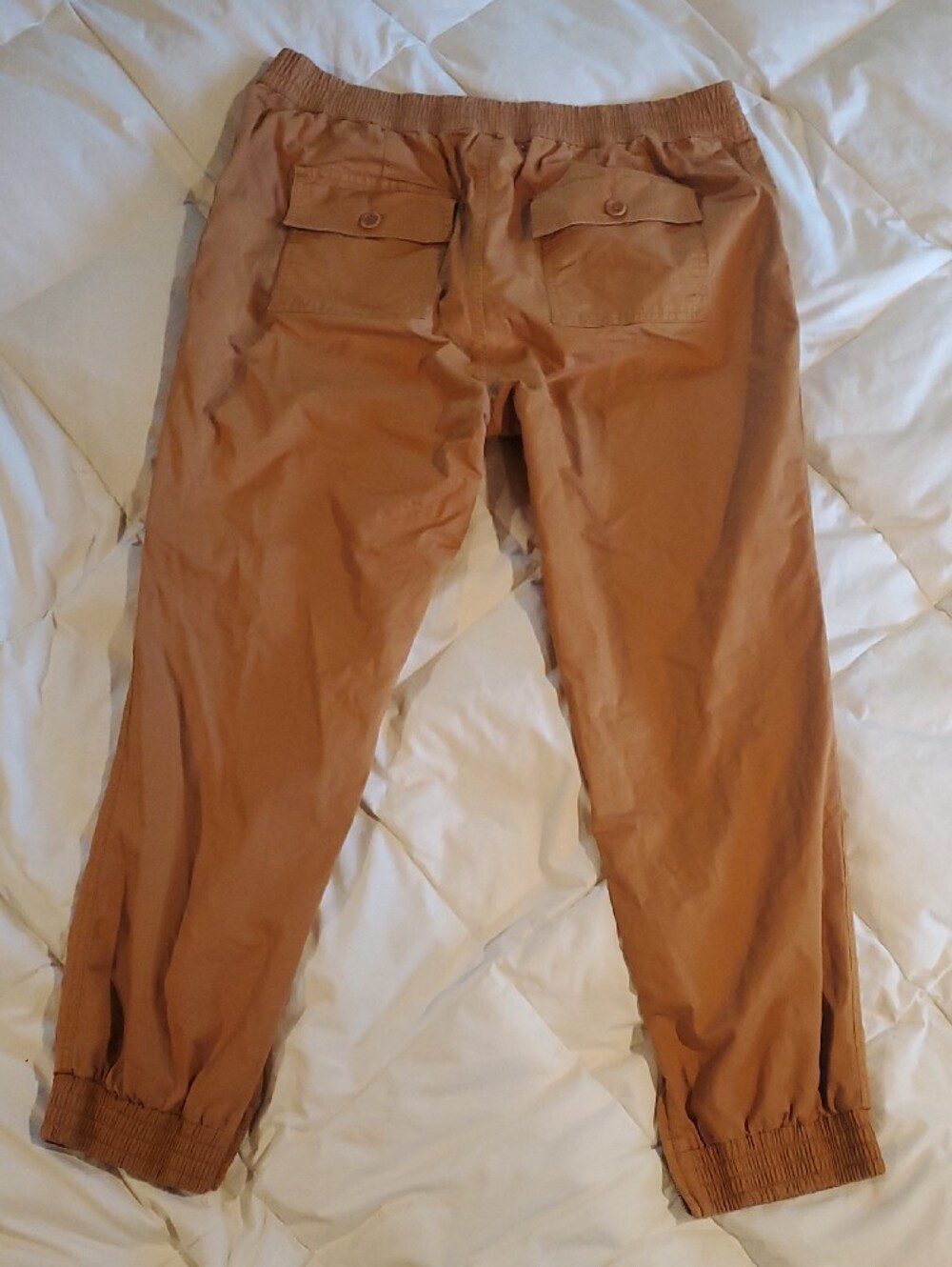 Pact Organic Cotton Camel Tan Jogger Pants with Ankle Zips Size XL - Picture 2 of 6